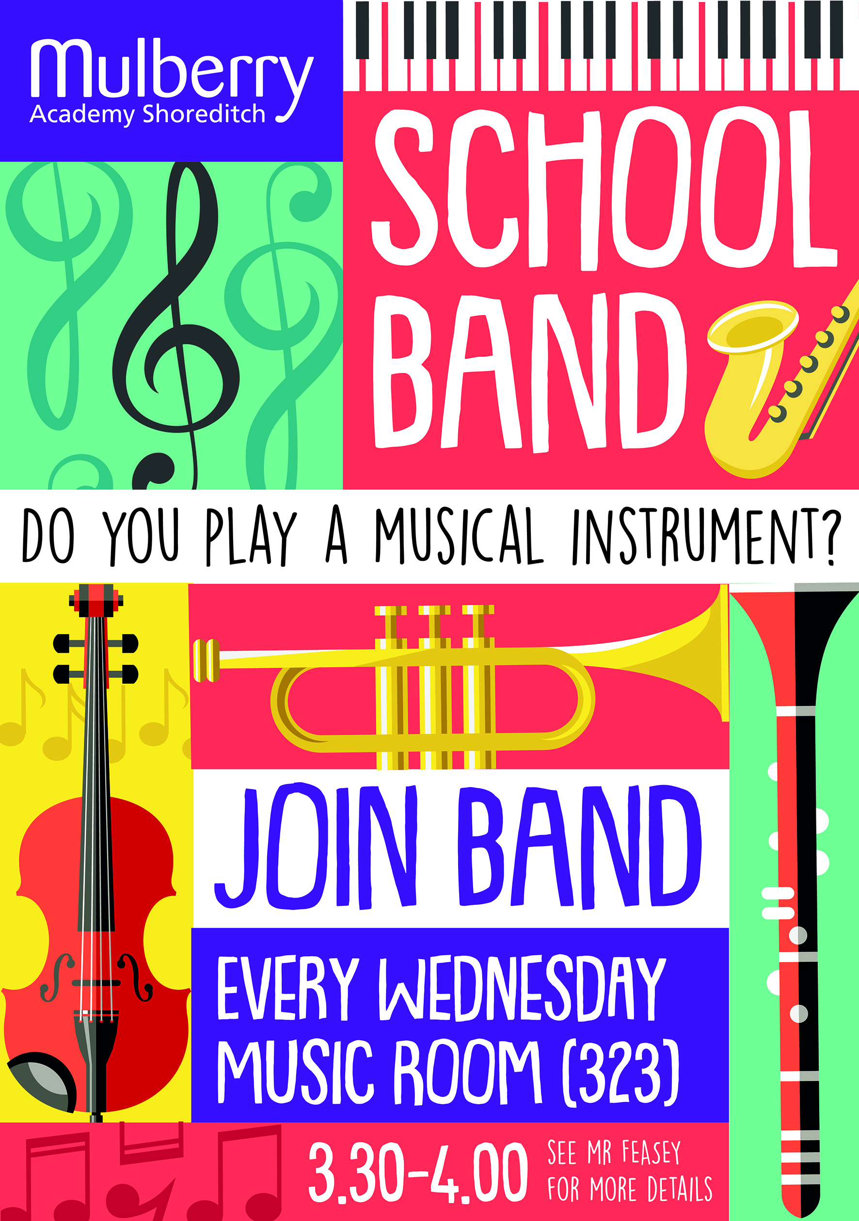 School band poster Mulberry Academy Shoreditch